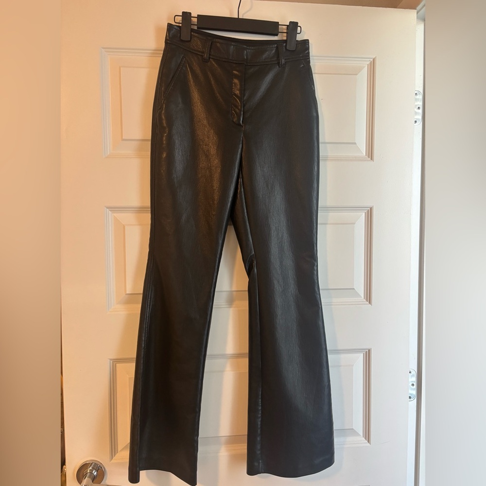 Aritizia Babaton Black Flare Leather Pants Size 2